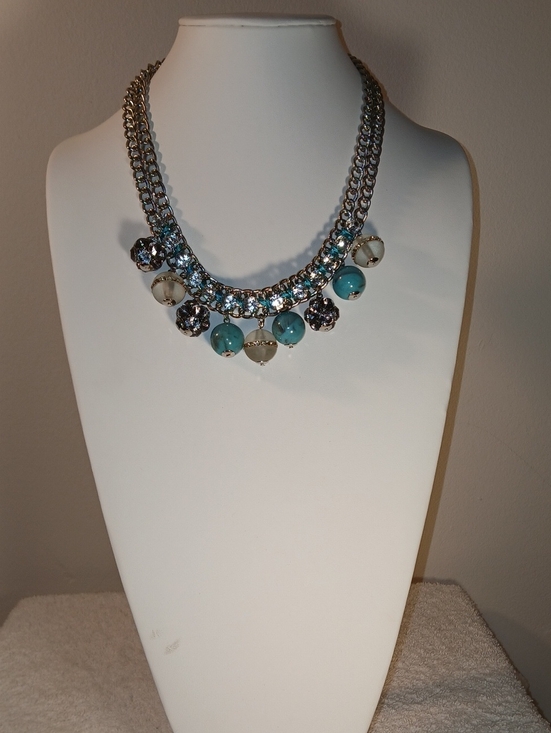 LOFT Jewelry - LOFT Silver-Tone Necklace with Turquoise & Cream Beads